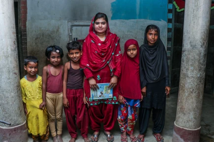 Aaman Tara Khatun (Despite  of being married, husband supported to enroll in school) from Rajpur-3, Baluwa. While studying in CLC, she got change to boost her knowledge and learning proficiency. During the period, she had interest to go to school and wanted to achieve higher study. But her father didn’t allowed stating the reason that she was already married and it is not their culture to go to school for married girl.  Later, she shared about the activities of CLCs and interest to go to school. It is her husband who persuade her father and family to enroll in school. Because of him, she got enrolled in 7th Grade in Kishan Ma vi, Baluwa. Now, she regularly goes to school. She is also a active listener and a speaker.