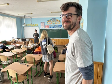 Converting shelters into classrooms in Ukraine so that children can continue to learn, despite the blare of ongoing sirens