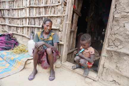 Abebech with her son.