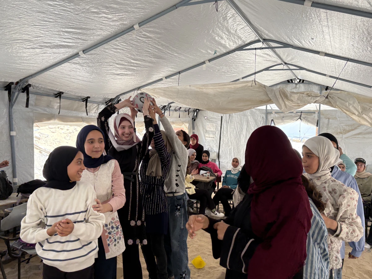 One of three supported Temporary Learning Spaces (Khan Younis) in Gaza Strip.