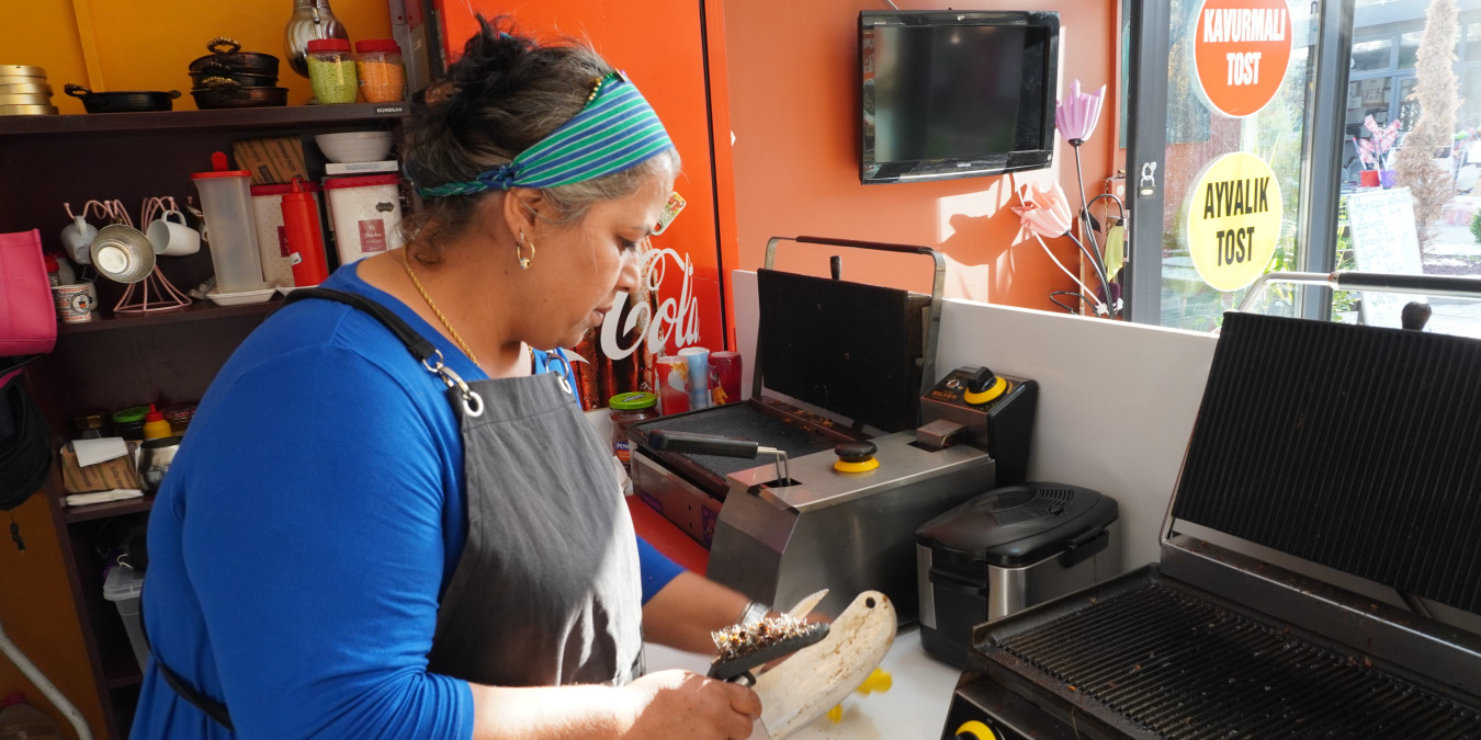 Woman preparing food.