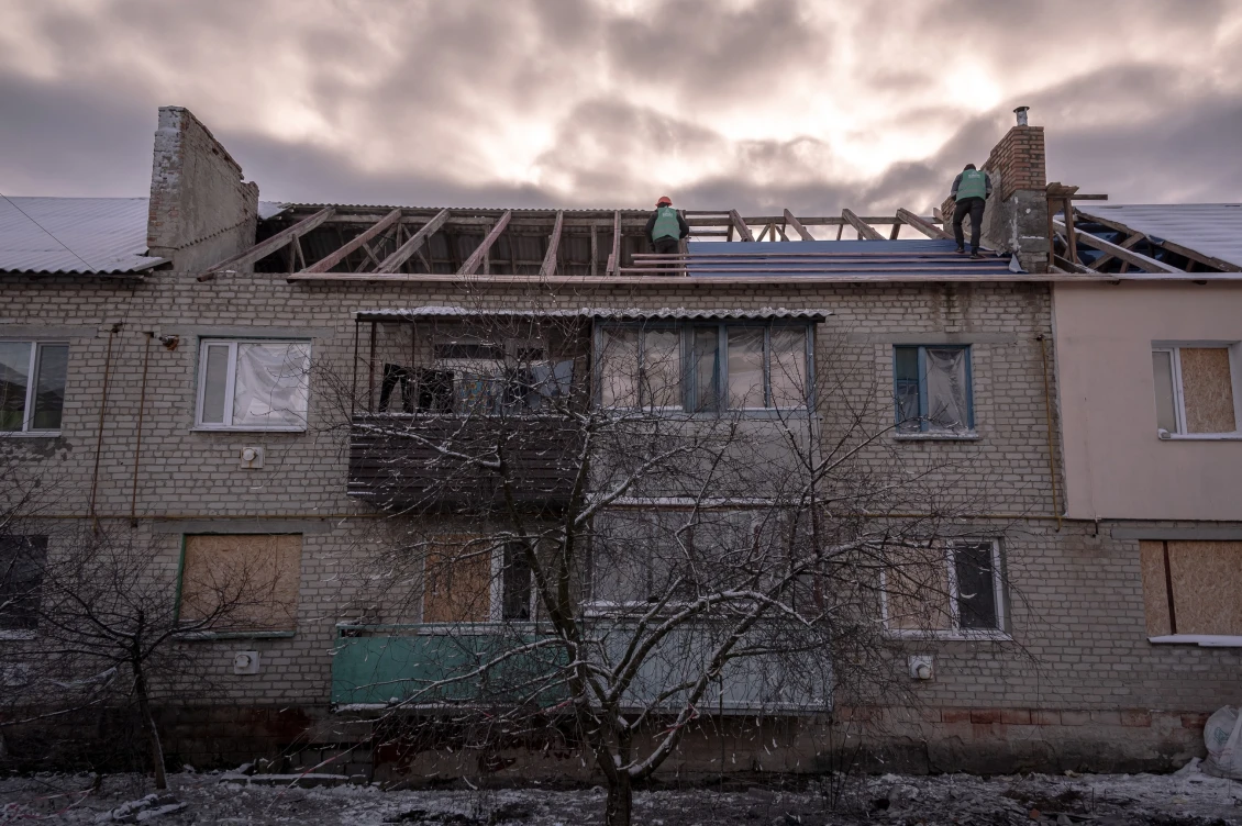 In Pryshyb, we are restoring destroyed roofs in three multi-story buildings with European Union funds.
