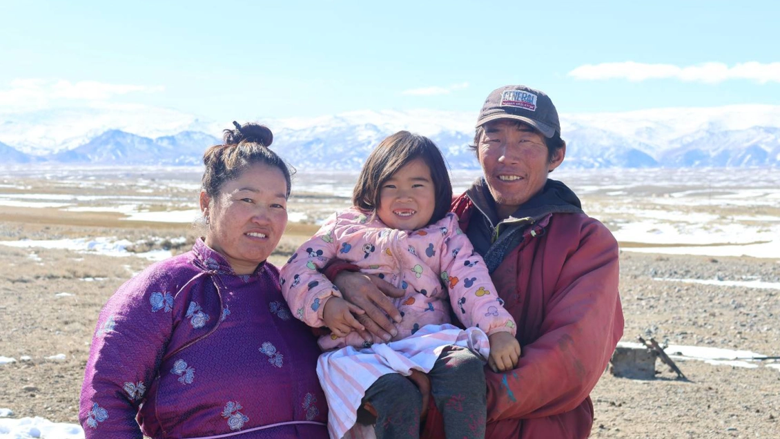 Herder family from Must soum, Khovd province (From left: G.Saruulzaya, N.Erdenetungalag, and G.Nyamgerel)