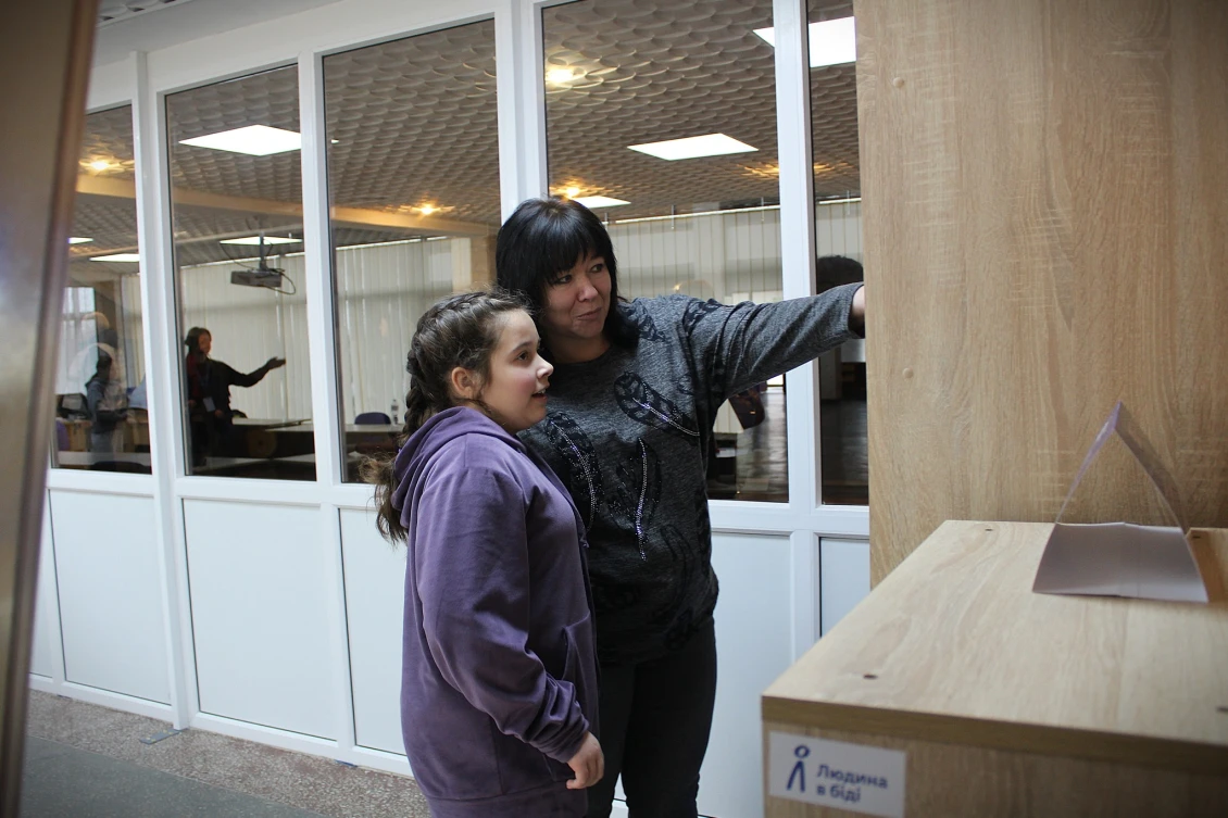Sofiia at a lesson in the digital learning centre