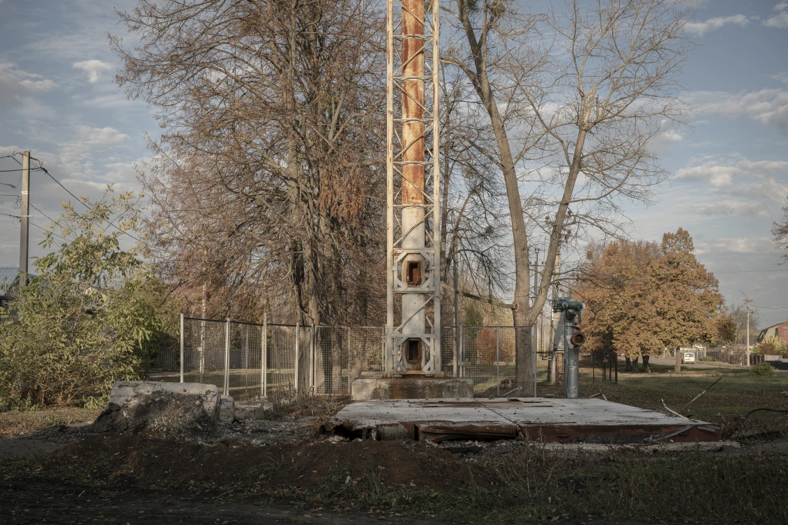 Water infrastructure damaged by a missile strike